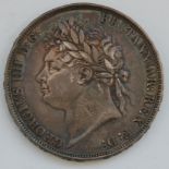 Great Britain, 1822 crown, George IV laureate head, rev. St George & Dragon above date (VF) (1)