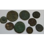 Roman, nine various coins to include; Severus Alexander demarius, Constantine follis etc (9)