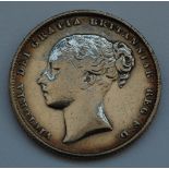 Great Britain, 1863 shilling, Victoria young head, rev. denomination within crowned wreath above