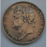 Great Britain, 1821 crown, George IV laureate head, rev. St George & The Dragon above date,