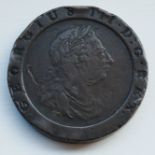 Great Britain, 1797 cartwheel two pence, George III laureate head, rev. seated Britannia above