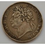 Great Britain, 1822 crown, George III laureate head, rev. St George & The Dragon above date (aVF) (
