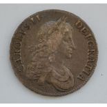 England, 1666 crown, Charles II draped and laureate bust, rev.