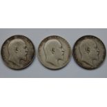 Great Britain, 3 Edward VII half crowns; 1902, 1903 and 1904 (3)