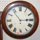 A Victorian and later mahogany circular wall clock,