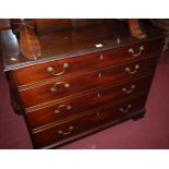 A 19th century mahogany square front chest of four long graduated drawers, w.