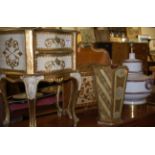 A collection of French style painted and gilt decorated occasional furniture to include a two