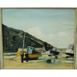 Ruth Pinder - Waiting for the Tide, oil on board, signed lower right,