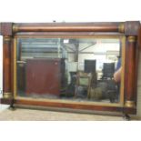 A 19th century rosewood and gilt decorated rectangular overmantel mirror, w.