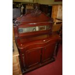 A Victorian mahogany serpentine front mirrorback chiffonier, w.