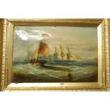 Circa 1900 school - maritime scene, oil on canvas,