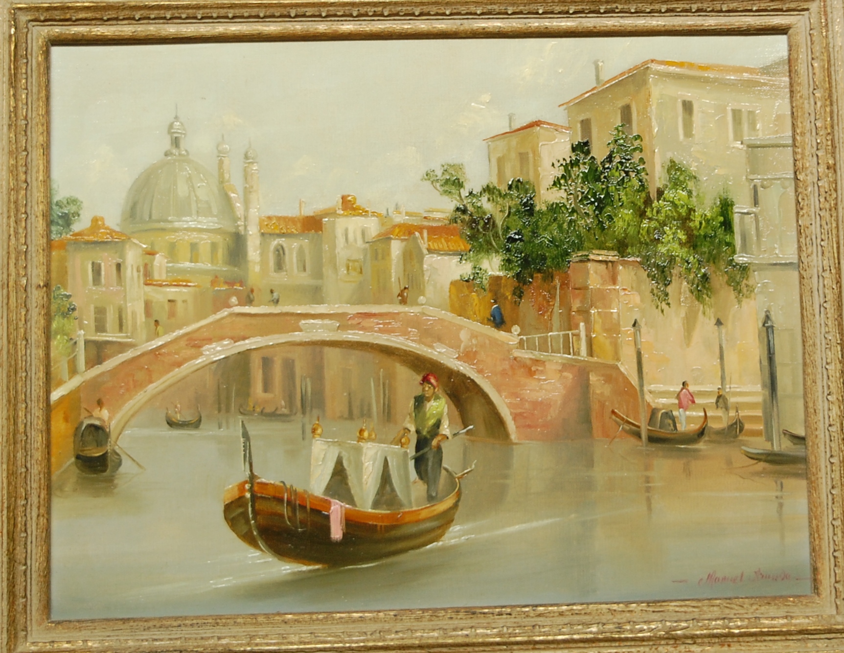 Manuel Arunda - Venetian canal scene, oil on artist board, signed lower right,