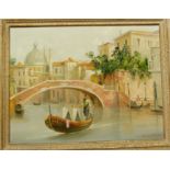 Manuel Arunda - Venetian canal scene, oil on artist board, signed lower right,