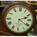 A Victorian style mahogany circular wall clock, the dial inscribed 'Alen Mitchell, Glasgow, No.