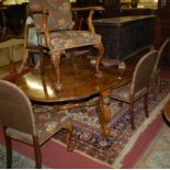 A good Georgian style walnut and burr walnut dining suite comprising;