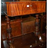 A 19th century Continental mahogany and satinwood strung hinge-top sewing table,