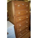 A modern pine chest of six long drawers, w.72.