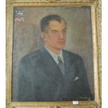 L Rochfort - half length portrait of Sir Robert Ropner, oil on canvas,