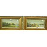 Early 20th century school - pair landscape studies, oils,