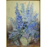 M Broom - still life with flowers in a vase, watercolour, signed lower right,