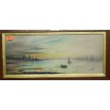 Elizabeth Cooper - Sunset over an estuary, oil on board, signed lower right,