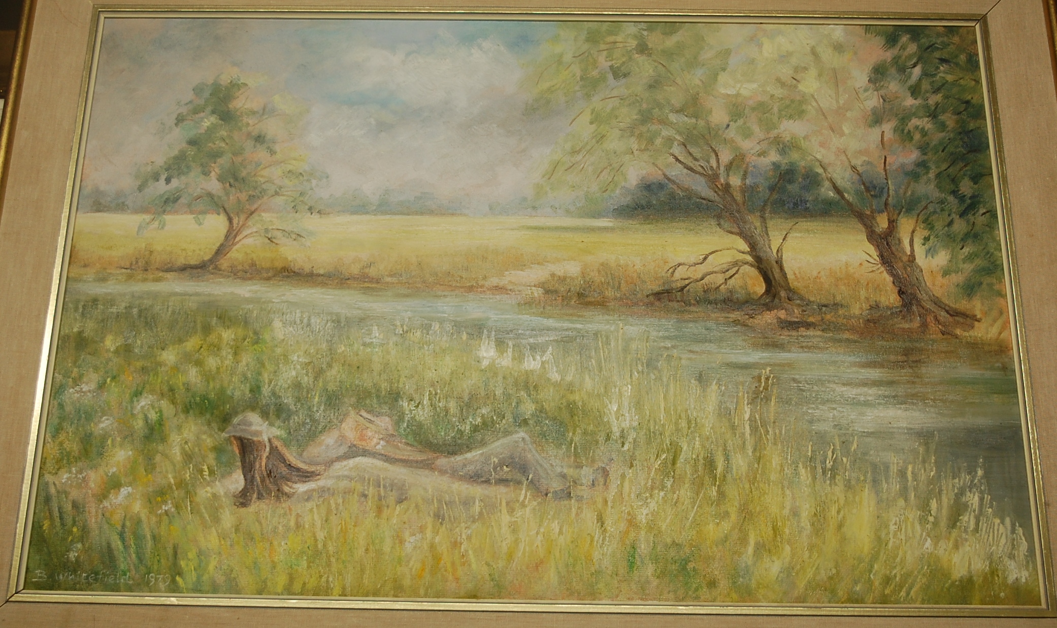 Betty Whitefield - A lazy Day by the River, oil on board, signed and dated lower right 1979,