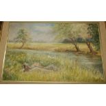 Betty Whitefield - A lazy Day by the River, oil on board, signed and dated lower right 1979,