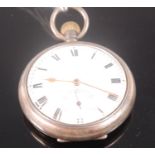 A silver cased gents open faced pocket watch, having keyless movement, dia.