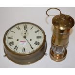 A mid-20th century brass cased ships clock,