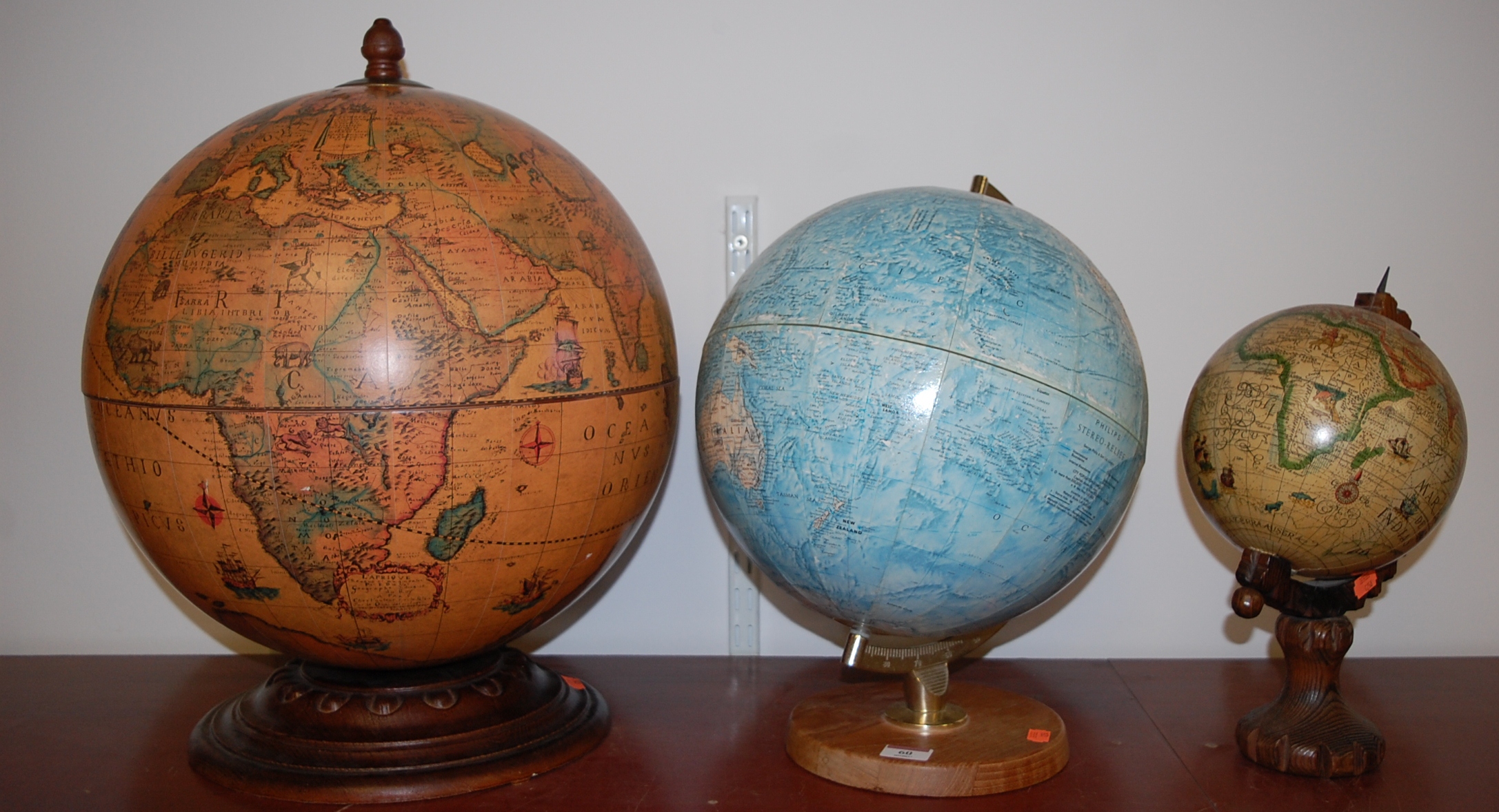 A Phillips Stereo Relief globe by George Phillip & Son of London together with a Zoffili