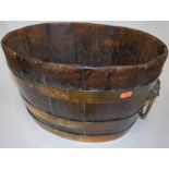 A late 19th century coopered oak planter,