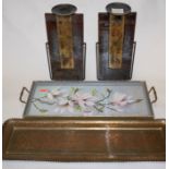 A 20th century Indian brass serving tray of rectangular form with floral engraved decoration