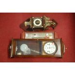 A reproduction Admiral Fitzroy type barometer together with a modern boxed wall clock and one other