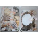 Two boxes of assorted semi precious stones,