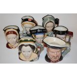 A set of seven Royal Doulton character jugs, to include; Henry VIII D6642, Anne of Cleves D6653,