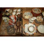 Two boxes of miscellaneous items to include Victorian glass claret jug with silver plated mounts,