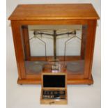 A mid-20th century set of chemists laboratory scales,