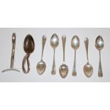 A small collection of loose silver flatware to include; teaspoons,