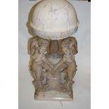 A large mid 20th century carved alabaster figural table lamp, height approx.