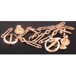 Assorted gold to include watch chain (a/f), collar studs, etc together with gilt metal tiepin,