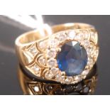 An 18ct gold, sapphire and diamond dress ring,