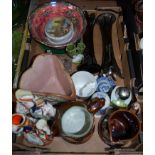 A box of miscellaneous china and glass to include;