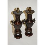 A pair of Chinese bronzed vases,