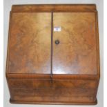 A Victorian walnut and figured walnut stationery box,