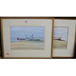 Susanne Hammond - The boats on Aldeburgh beach, pastel, signed lower right,