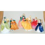 Six Royal Doulton figures to include Lady Charmaine HN1949, Debbie HN2385, Kirsty HN2381,