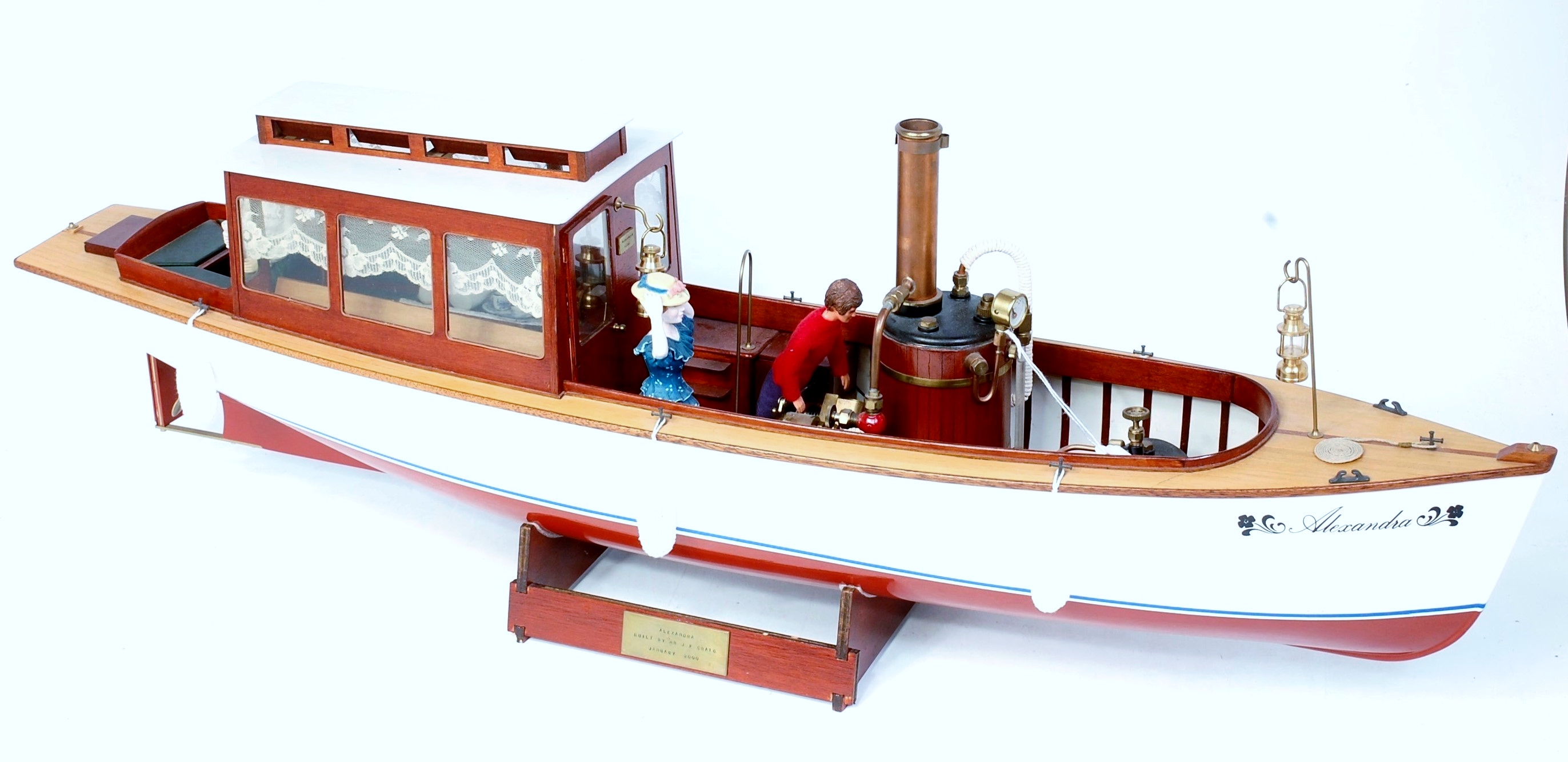 Radio controlled spirit fired Victorian steam launch 'Alexandra' built from a well detailed kit by