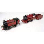 Hornby 1949-54 shiny red LMS No. 501 c/w 0-4-0 loco No.