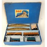 A Hornby Dublo EDP1 passenger train set clean 'Sir Nigel Gresley' and two teak coaches,