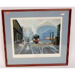 Framed and glazed print by Malcolm Root 'The Continental Link' showing Britannia class engine No.